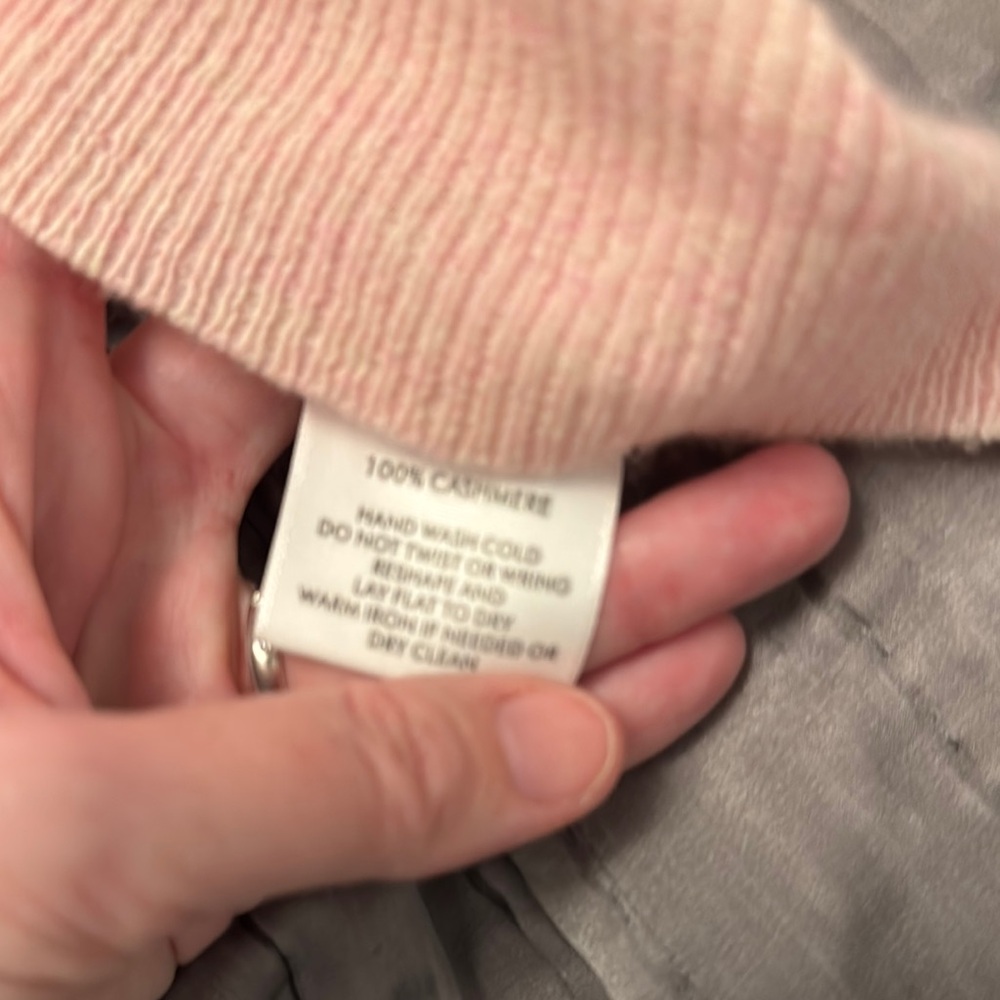 White + Warren 100% Cashmere Pink Zip-Up Hoodie, Small - Picture 6 of 6